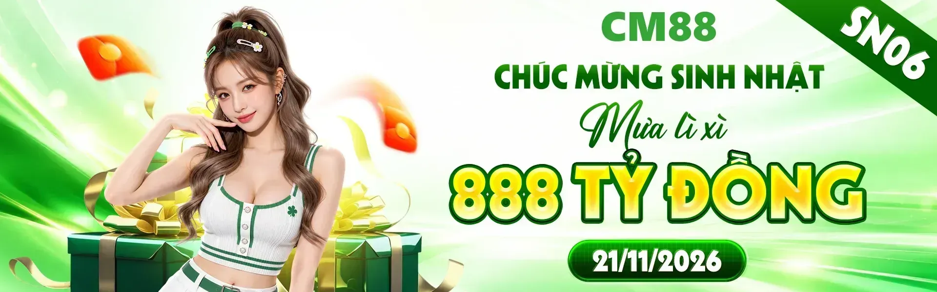 1. CM88 tưng bừng kỷ niệm sinh nhật với hàng ngàn quà tặng dành cho hội viên. Nhanh tay đăng ký tài khoản để tham gia và khám phá loạt phần thưởng hấp dẫn.